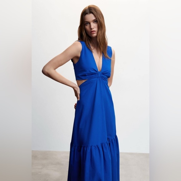 Mango Dresses & Skirts - MANGO Blue Knot Dress With Openings- size 6